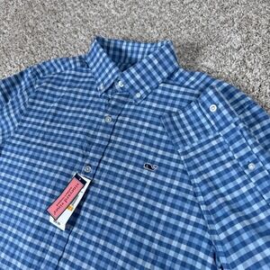 Vineyard Vines Shirt Mens Small Blue‎ Gingham Flannel Preppy Whale Button Down